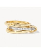 Round Cut Diamond White Sterling Silver Two-tone Connected Linked Interlocking Spinner Ring Round Cut Diamond White Sterling Silver Two-tone Connected Linked Interlocking Spinner Ring