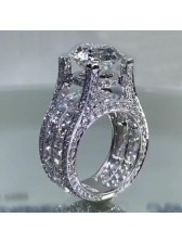 Diamond White Round Cut Sterling Silver Art Deco Engagement Ring Diamond White Round Cut Sterling Silver Art Deco Engagement Ring