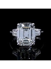 Emerald Cut Diamond White 3-Stone Engagement Ring in 925 Sterling Silver Emerald Cut Diamond White 3-Stone Engagement Ring in 925 Sterling Silver