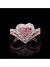 Heart Cut Fancy Pink Rose Gold Halo Bridal Sets in 925 Sterling Silver