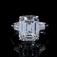 Emerald Cut Diamond White 3-Stone Engagement Ring in 925 Sterling Silver