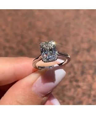 Diamond White Radiant Cut Classic Engagement Ring in 925 Sterling Silver