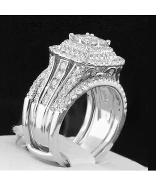 Princess Cut Diamond White Sterling Silver Bridal Sets