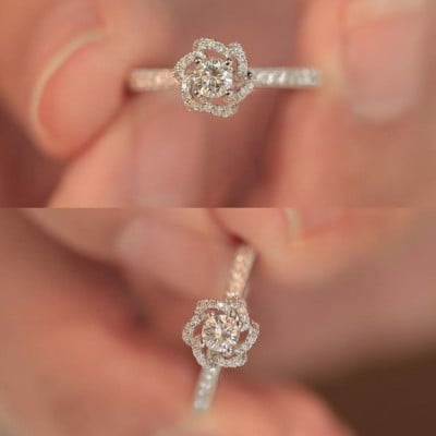 Round Cut Diamond White Halo Engagement Ring in 925 Sterling Silver