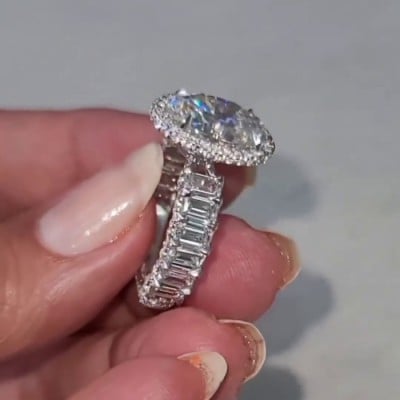 Oval Cut Diamond White 925 Sterling Silver Halo Engagement Ring