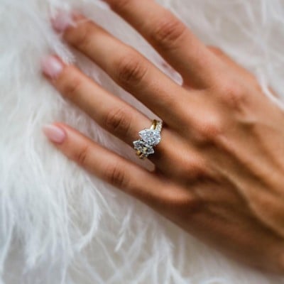 Pear Cut Marquise Cut Diamond White Classic 925 Sterling Silver Ring Set