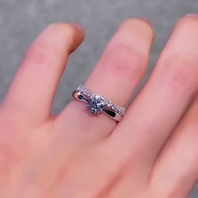 Round Cut Diamond White 925 Sterling Silver Classic Solitaire Ring Set