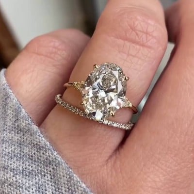 Oval Cut Diamond White Sterling Silver Yellow Gold Bridal Sets