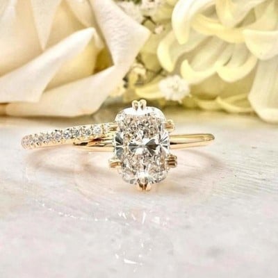 Cushion Cut Diamond White Sterling Silver Yellow Gold Bridal Sets
