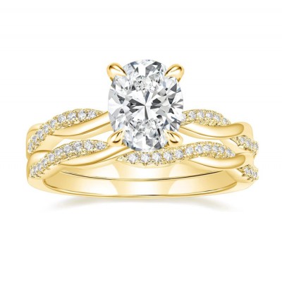 Oval Cut Diamond White Sterling Silver Infinity Wedding Ring Set