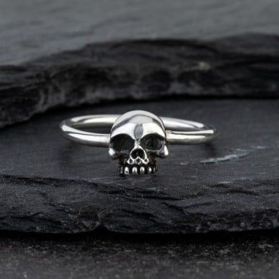 925 Sterling Silver Stackable Minimalist Skull Ring