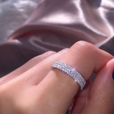 Diamond White Round Cut 925 Sterling Silver Band