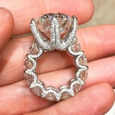 Round Cut Diamond White Engagement Ring in 925 Sterling Silver