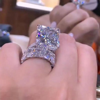 Diamond White Radiant Cut 925 Sterling Silver Bridal Sets