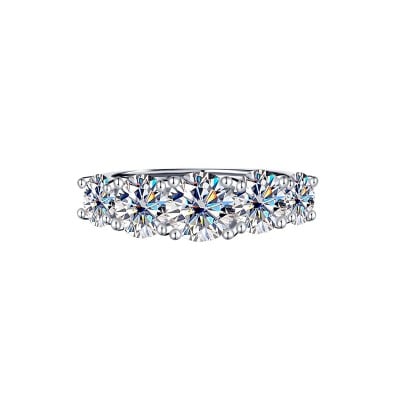 Round Cut Moissanite Diamond White 925 Sterling Silver Art Deco Engagement Ring