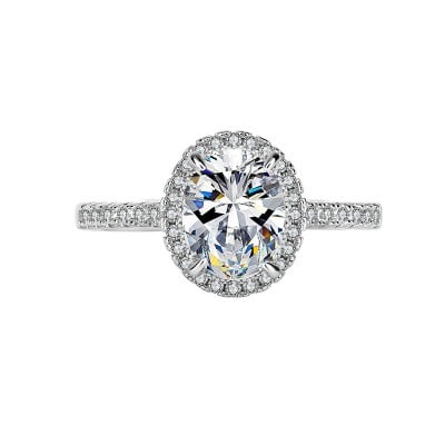 Oval Cut Moissanite Diamond White 925 Sterling Silver Halo Engagement Ring