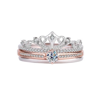 Round Cut Moissanite Diamond White 925 Sterling Silver Art Deco Bridal Sets