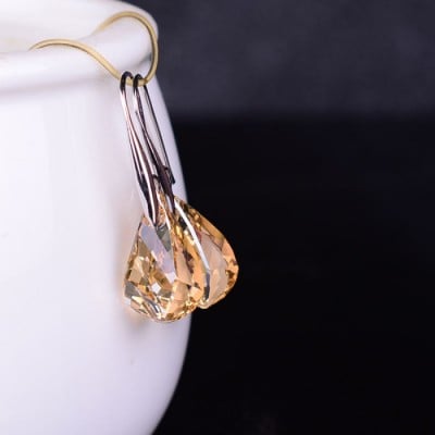 Orange Crystal Drop Earrings