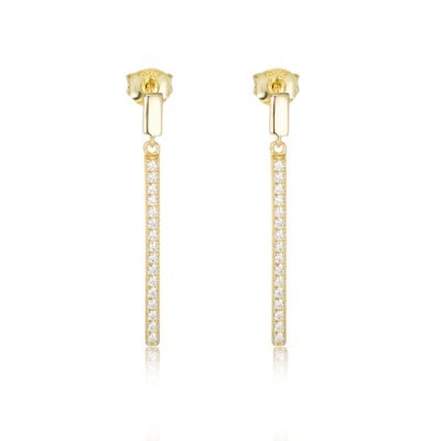 Diamond White Yellow Gold 925 Sterling Silver Drop Earrings
