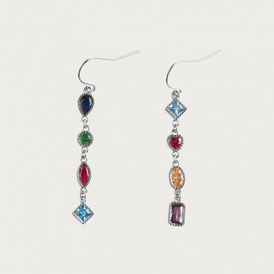 Platinum Plated 925 Sterling Silver Flower Drop Earrings