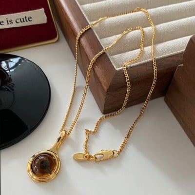 Round Cut Champagne 24K Gold Plated Yellow Gold 21" Necklace