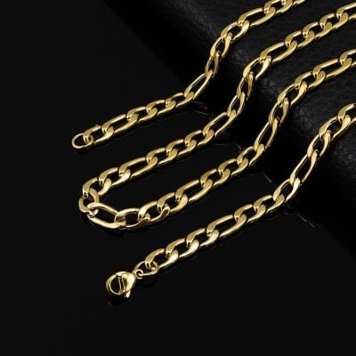 Simple Titanium 17" Yellow Gold Chain Necklace