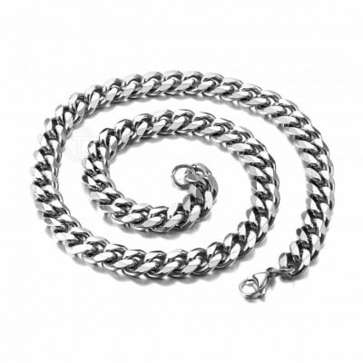 7mm Silver Color Necklace Stainless Steel Cuban Link Chain