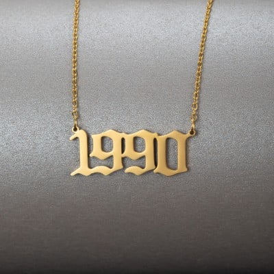20inch/50mm Birth Year Number 14K Gold Plated Charm Necklace