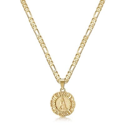 A-Z Initial Letter 20 Inches 14K Gold Plated Pendant Necklace