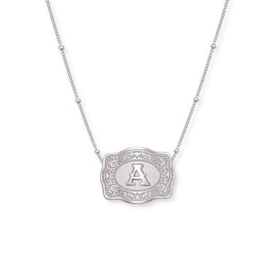 A-Z Initial Unisex 925 Sterling Silver Mini Belt Buckle Necklace