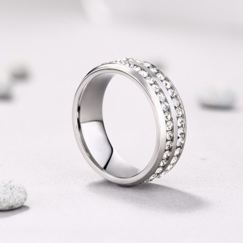 Diamond White Round Cut Titanium Steel Men's Ring
