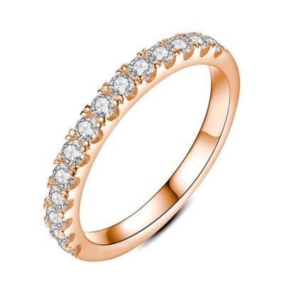 Round Cut Diamond White Sterling Silver Stackable Ring Eternity Wedding Band