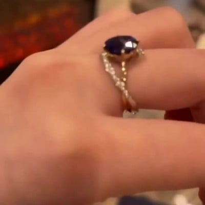 Oval Cut Sapphire Blue Art Deco 925 Sterling Silver Engagement Ring