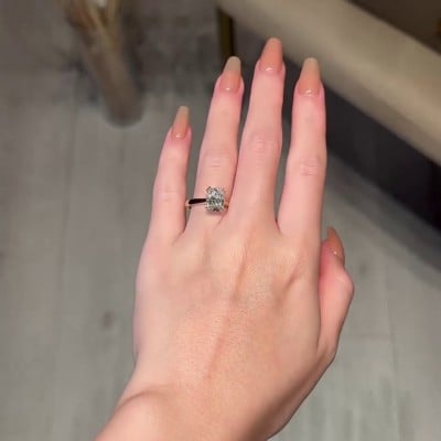 Radiant Cut Diamond White Hidden Halo 925 Sterling Silver Yellow Gold Engagement Ring