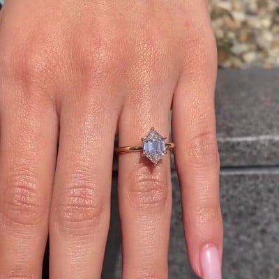 Emerald Cut Diamond White Sterling Silver Yellow Gold Solitaire Engagement Ring