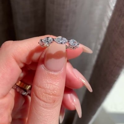 Marquise Cut Diamond White Sterling Silver Engagement Ring