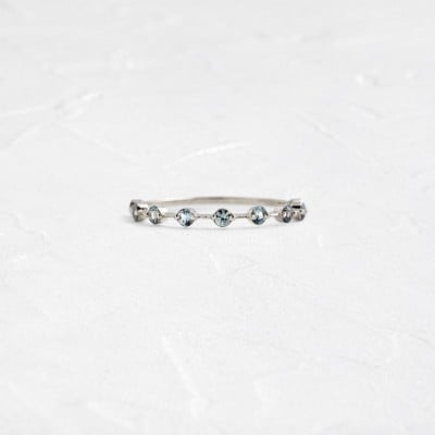 Round Cut Aquamarine Blue Sterling Silver Engagement Ring