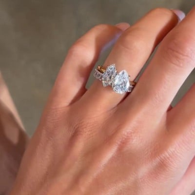 Pear Cut Marquise Cut Diamond White Classic 925 Sterling Silver Ring Set
