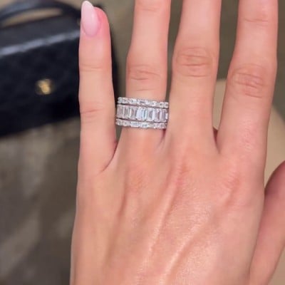 Emerald Cut Diamond White 3-Piece 925 Sterling Silver Band Ring Set