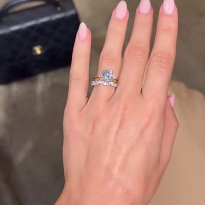 Round Cut Diamond White 3-Piece 925 Sterling Silver Yellow Gold Ring Set