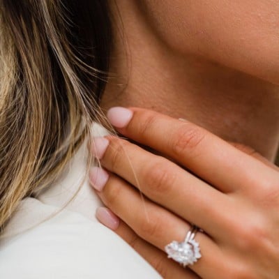 Pear Cut Diamond White Classic 925 Sterling Silver Ring Set