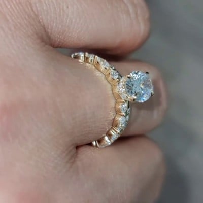 Oval Cut Diamond White 925 Sterling Silver Yellow Gold Ring Set
