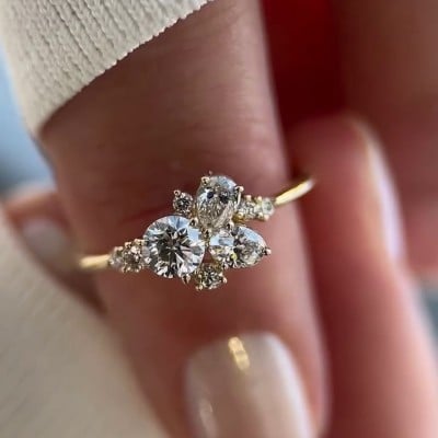 Round Cut Diamond White Sterling Silver Yellow Gold Bridal Sets