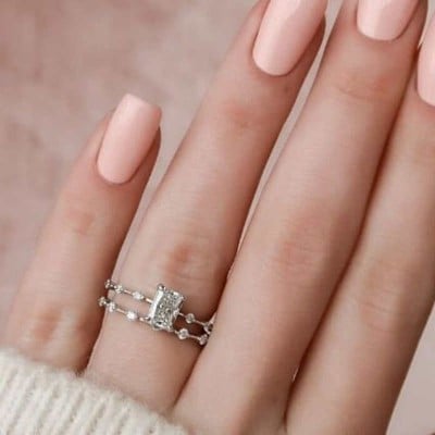 Radiant Cut Diamond White Sterling Silver Bridal Sets