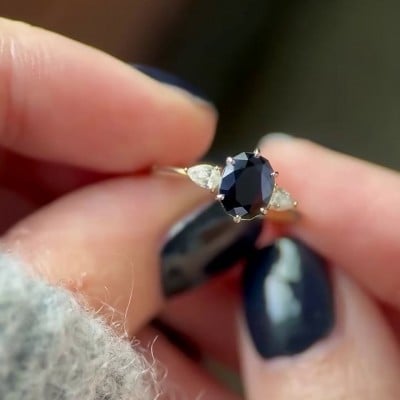 Oval Cut Sapphire Blue Sterling Silver 3-Stone Bridal Sets