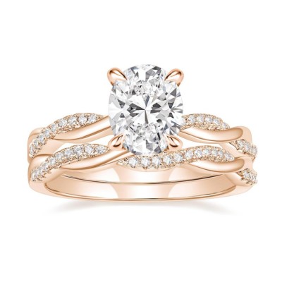 Oval Cut Diamond White Sterling Silver Infinity Wedding Ring Set