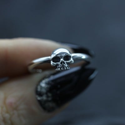 925 Sterling Silver Stackable Minimalist Skull Ring