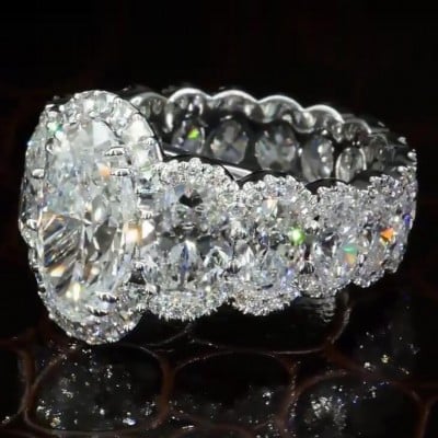 Oval Cut Diamond White Halo Engagement Ring in 925 Sterling Silver