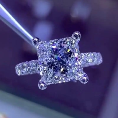 Princess Cut Diamond White Classic Engagement Ring in 925 Sterling Silver