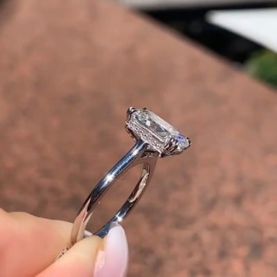 Diamond White Radiant Cut Classic Engagement Ring in 925 Sterling Silver